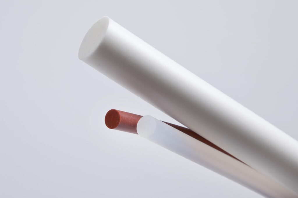 An array of different sizes and thickness silicone rubber cords.