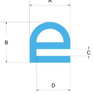 E Section - Bespoke Silicone Rubber Profiles - Viking Extrusions A diagram of an e-section with dimensions outlined for each length.