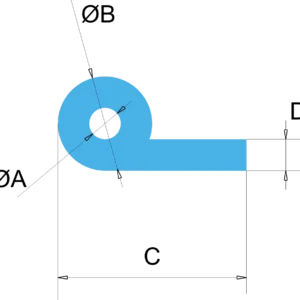 P Section - Bespoke Silicone Rubber Profiles - Viking Extrusions A diagram of a p-section rubber profile, with dimensions outlined.