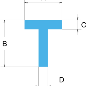 T Section - Bespoke Silicone Rubber Profiles - Viking Extrusions A diagram of a t section.
