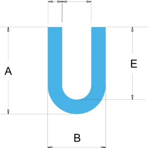 U channel - Bespoke Silicone Rubber Profiles - Viking Extrusions A diagram of a U channel.