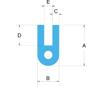 U channel bulb - Bespoke Silicone Rubber Profiles - Viking Extrusions A U channel bulb diagram.