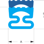 A close-up illustration of an inflatable seal with the width and height dimensions beside it.