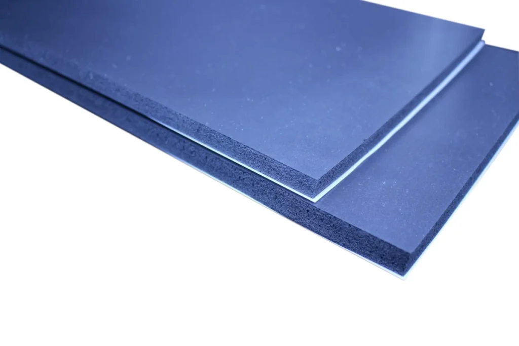 BISCO BF1000 - BISCO BF2000 extra soft flame retardant silicone sponge sheeting in blue.
