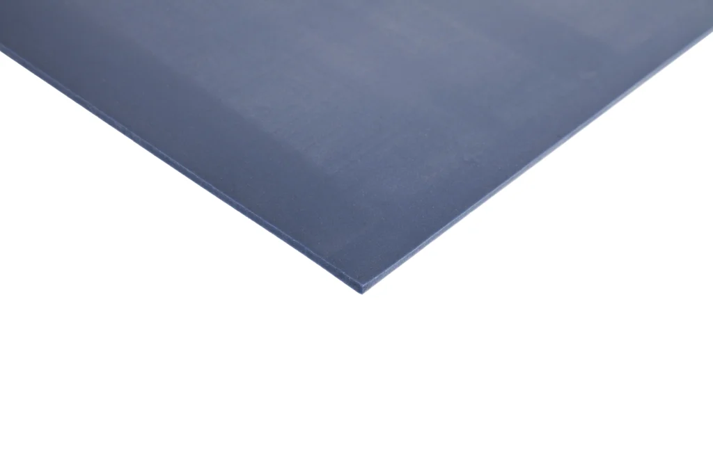 The corner of a sheet of metal detectable silicone rubber.